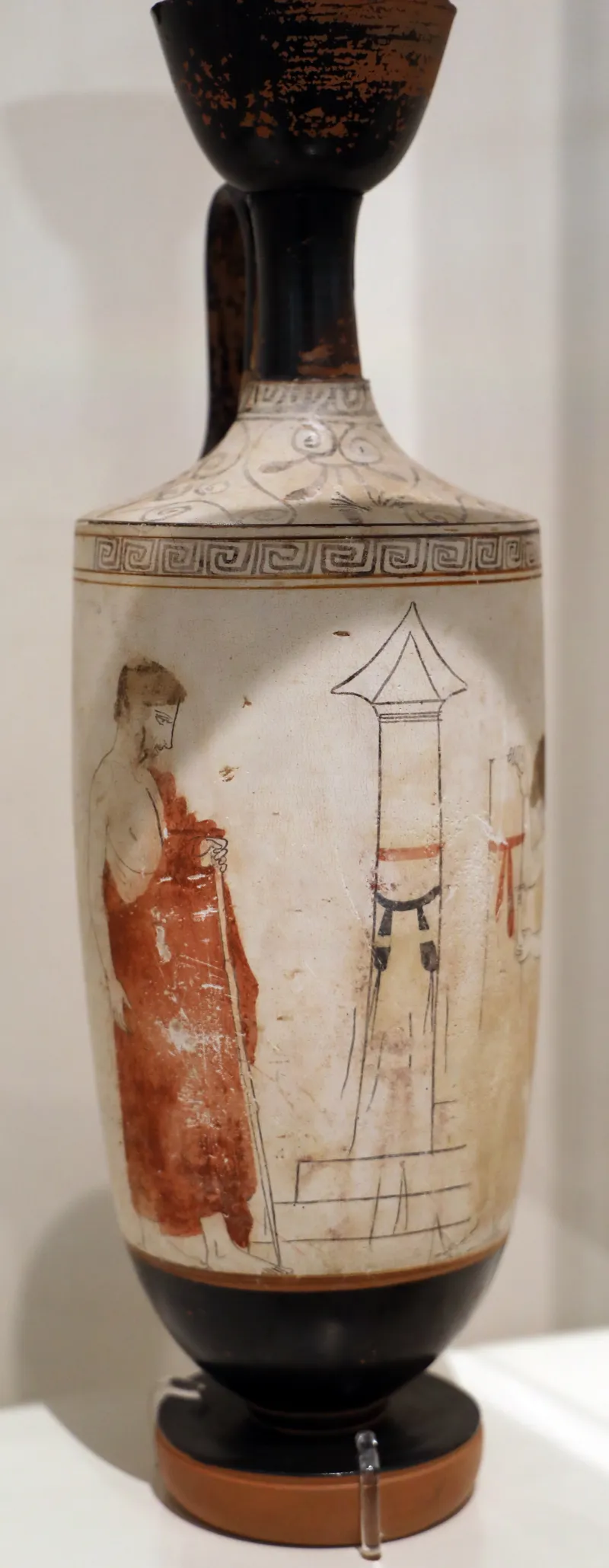 Periodo Classico, Lekythos A Sfondo Bianco Con Giovani Presso Due Stele Funebri, Da Anavyssos, Pittore Di Monaco 2335, 420 19354, 