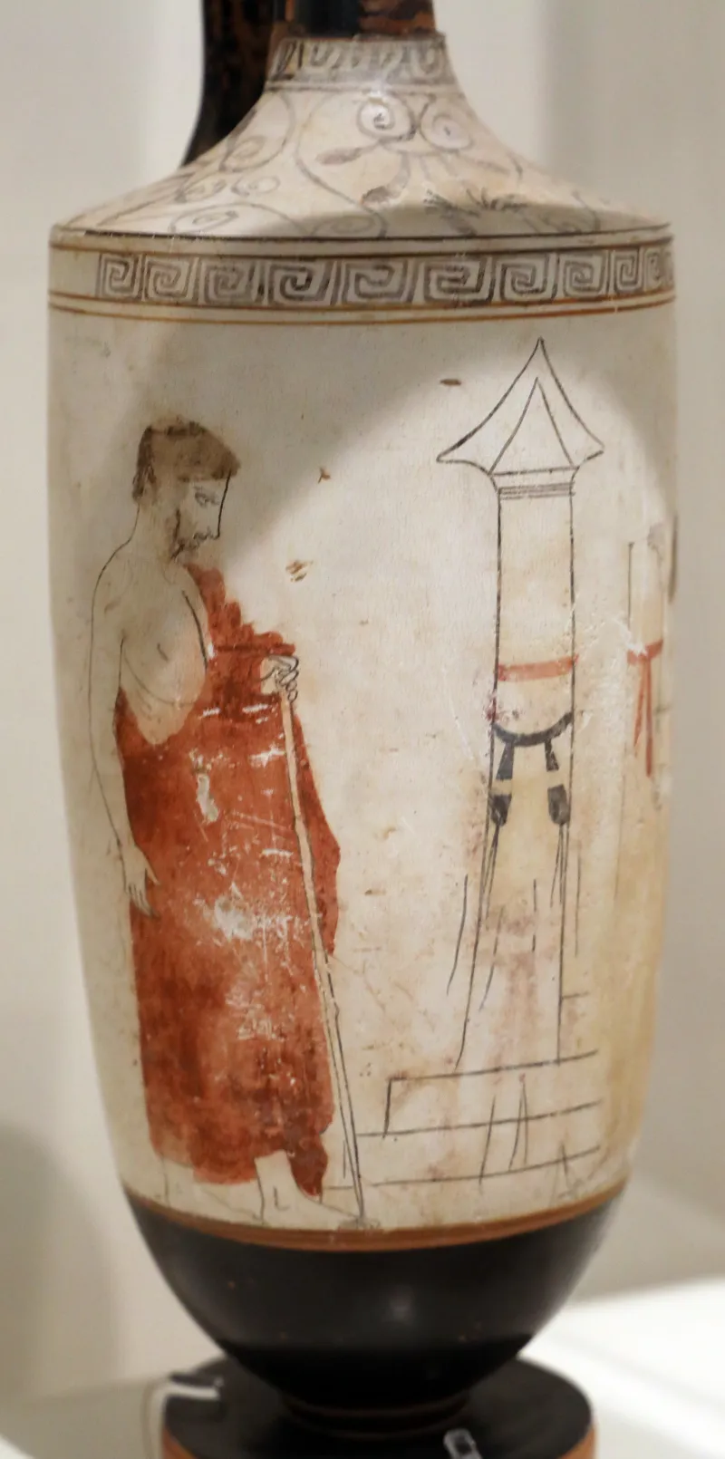 Periodo Classico, Lekythos A Sfondo Bianco Con Giovani Presso Due Stele Funebri, Da Anavyssos, Pittore Di Monaco 2335, 420 19354, 