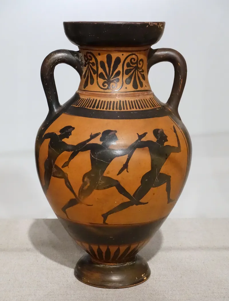 Amphora Depicting Runners, Storage Jar, Painter Of Oxford 218 B, Attic Black Figure, 500 Bc, Terracotta - Spurlock Museum, Uiuc - 