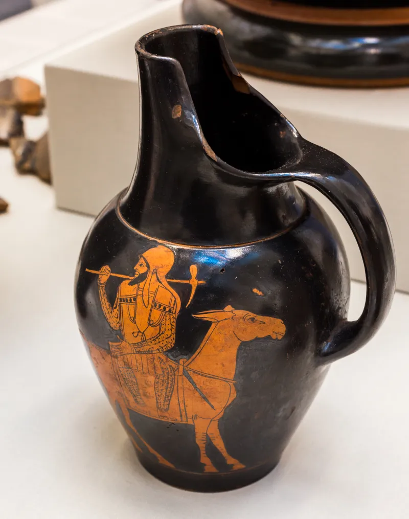 Painter Of The Brussels Oinochoai Arv 775 1 Oriental Warrior Riding On Donkey - Oriental Warrior With 