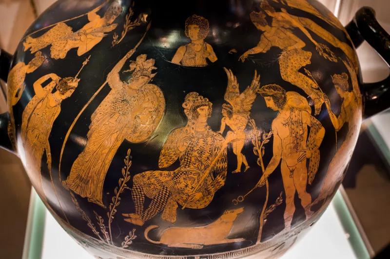 Painter Of The Carlsruhe Paris Arv 1315 1 Judgement Of Paris - Dionysos With Satyrs And Maenads 