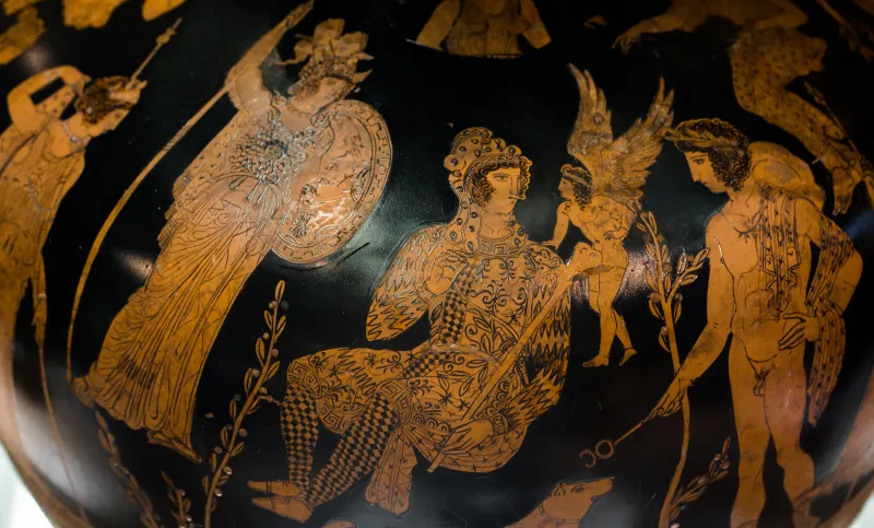 Painter Of The Carlsruhe Paris Arv 1315 1 Judgement Of Paris - Dionysos With Satyrs And Maenads 