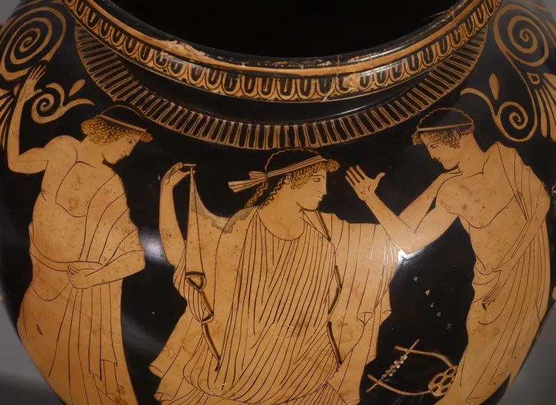 Painter Of The Florence Stamnoi - Red-Figure Stamnos With Eos And Two Youths - Walters 482034 - Detail 
