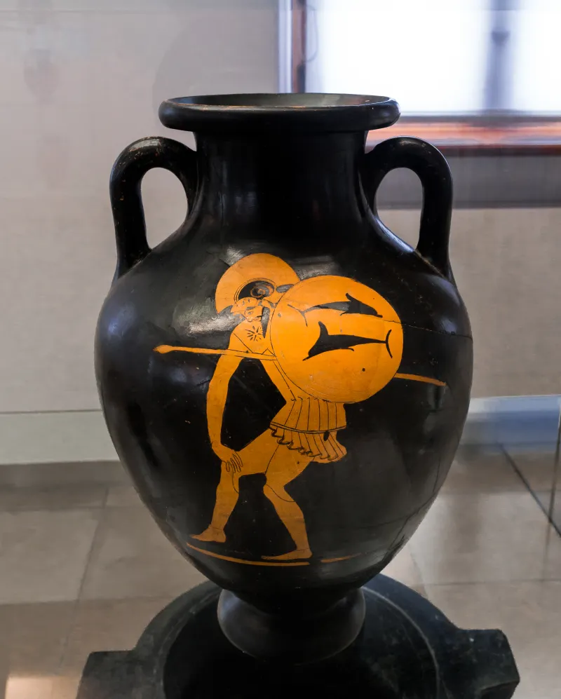 Flying-Angel Painter Arv 280 8 Hoplite With Helmet Greaves Shield And Spear 