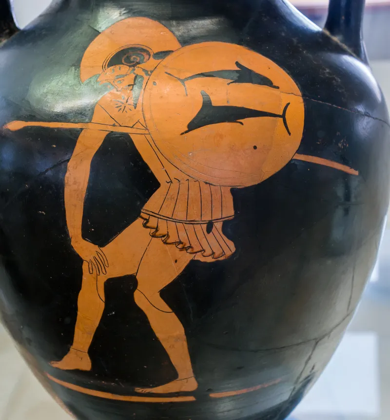Flying-Angel Painter Arv 280 8 Hoplite With Helmet Greaves Shield And Spear 