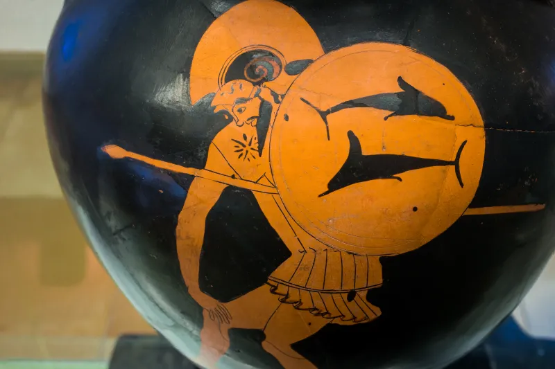 Flying-Angel Painter Arv 280 8 Hoplite With Helmet Greaves Shield And Spear 