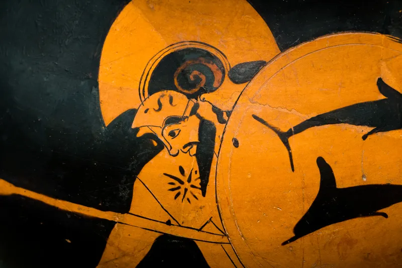 Flying-Angel Painter Arv 280 8 Hoplite With Helmet Greaves Shield And Spear 