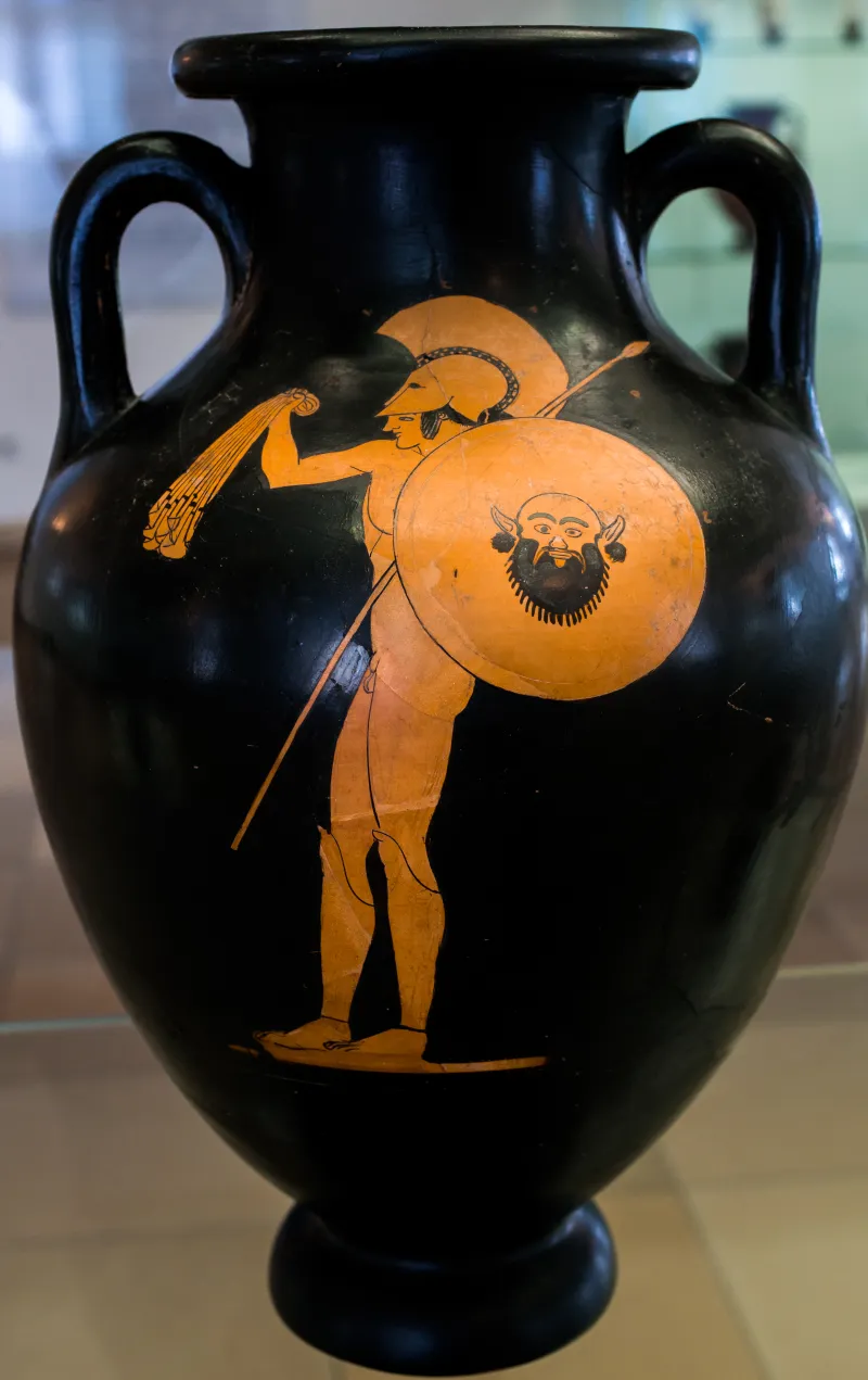 Flying-Angel Painter Arv 280 8 Hoplite With Helmet Greaves Shield And Spear 