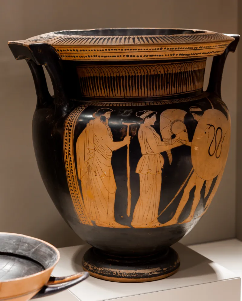 Painter Of The Louvre Centauromachy Arv 1090 37 Warrior Leaving Home - Three Draped Youths 
