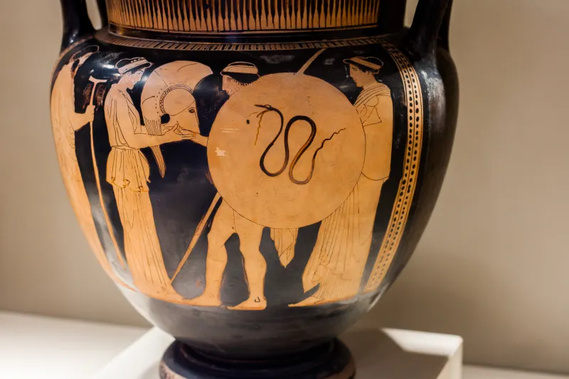 Painter Of The Louvre Centauromachy Arv 1090 37 Warrior Leaving Home - Three Draped Youths 