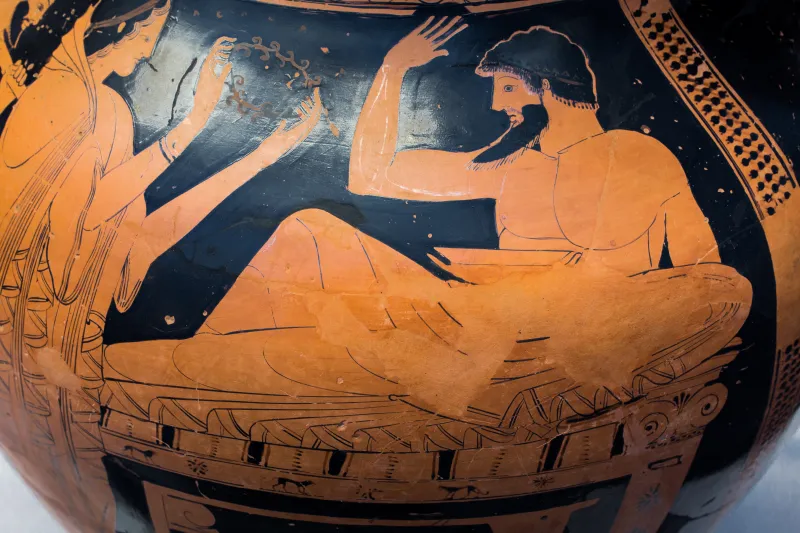 Painter Of The Munich Amphora Arv 245 1 Symposion - Dionysos With Satyr And Maenad 
