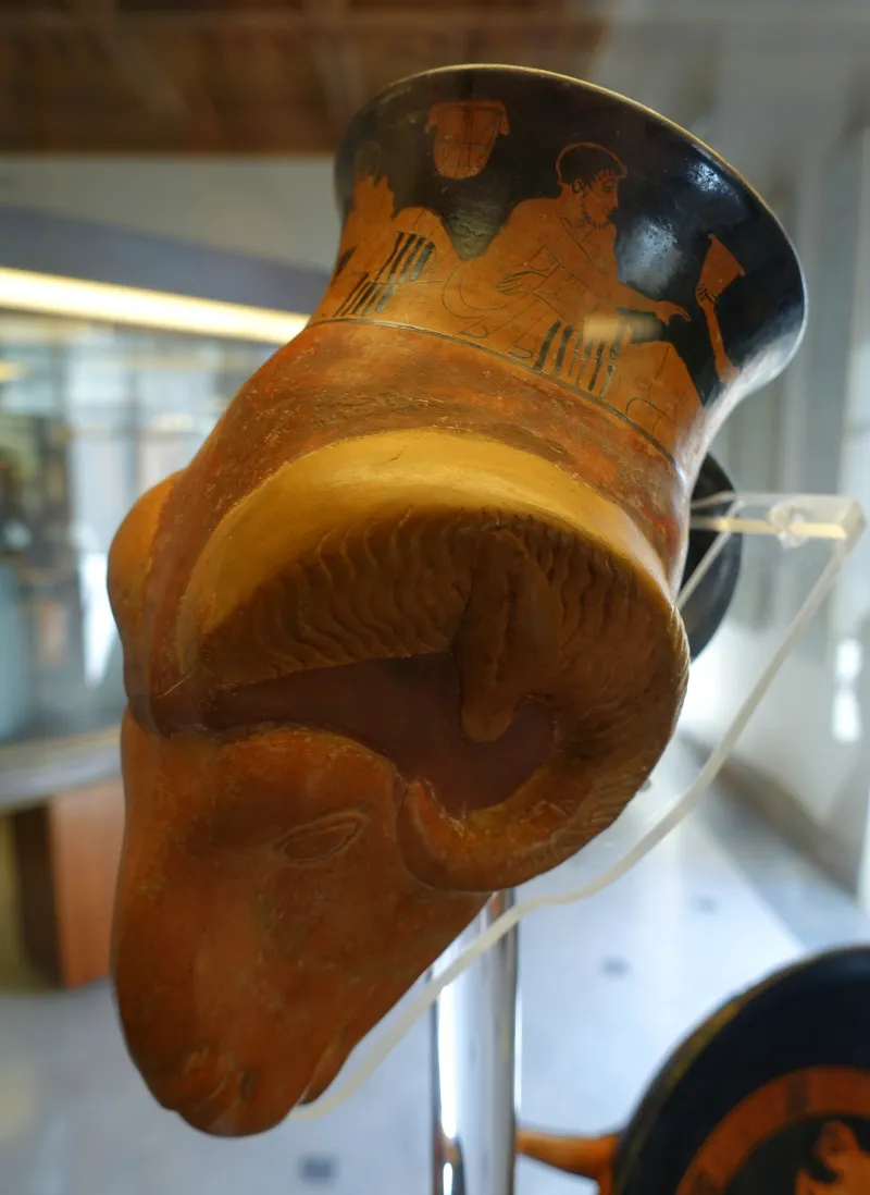 Symposium Scene, Attic Red-Figure Rhyton In The Shape Of A Ram's Head, By The Painter Of The Naples Hydriskai, 425-420 Bc - Museo Gregoriano Etrusco - Vatican Museums - 