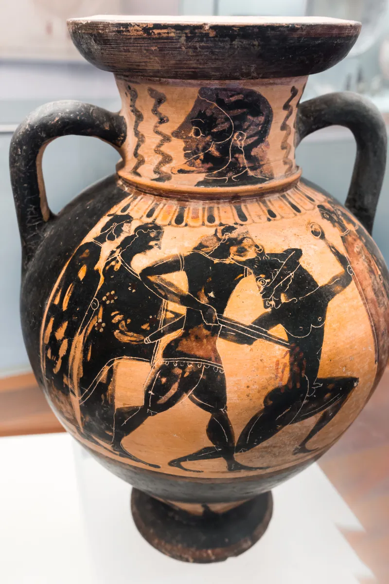 Painter Of Vatican 309 - Abv 121 8 - Head Of Man - Theseus And Minotauros - Confronted Lions - Roma Mnevg 24994 - 