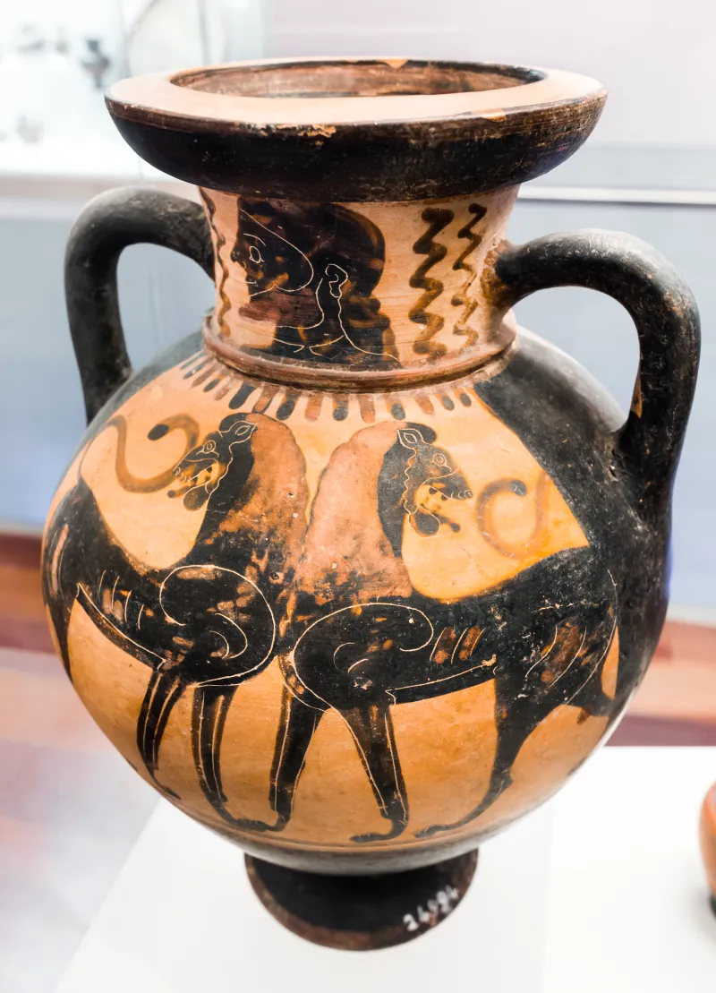 Painter Of Vatican 309 - Abv 121 8 - Head Of Man - Theseus And Minotauros - Confronted Lions - Roma Mnevg 24994 - 