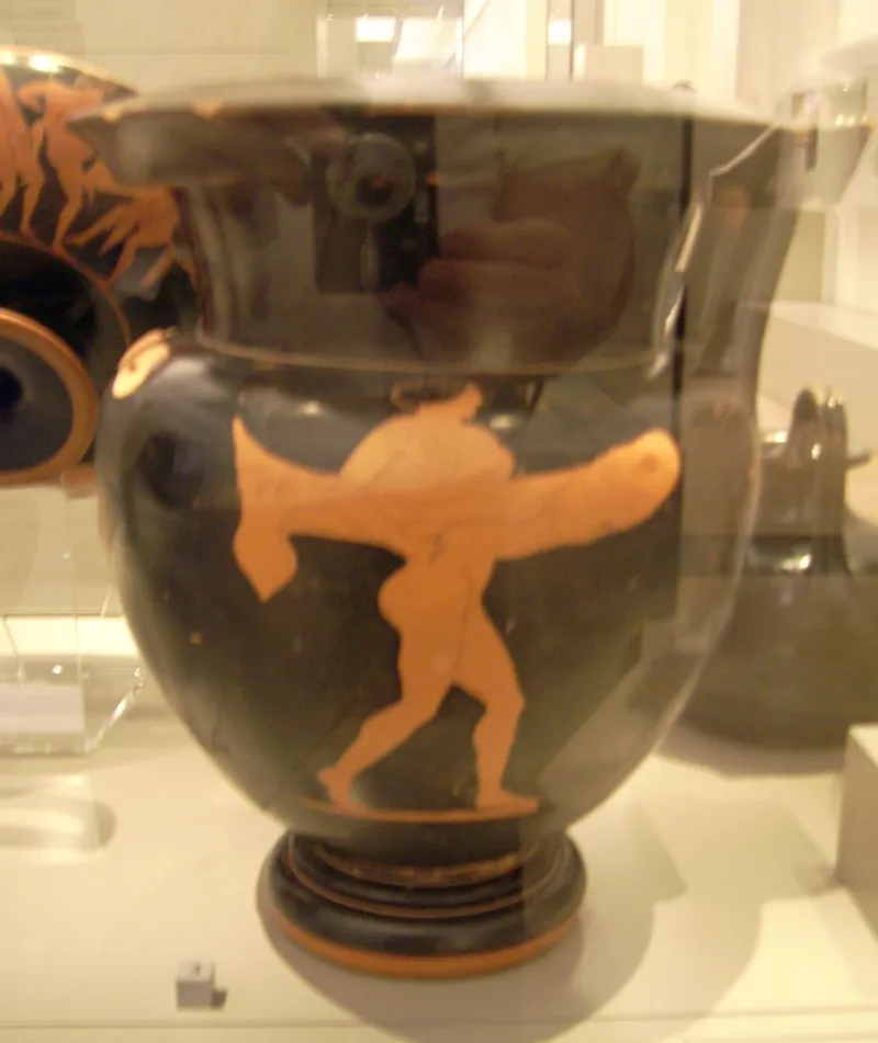 Hetaira Carrieng A Phallus At A Krater By The Pan Painter Antikensammlung Berlin 