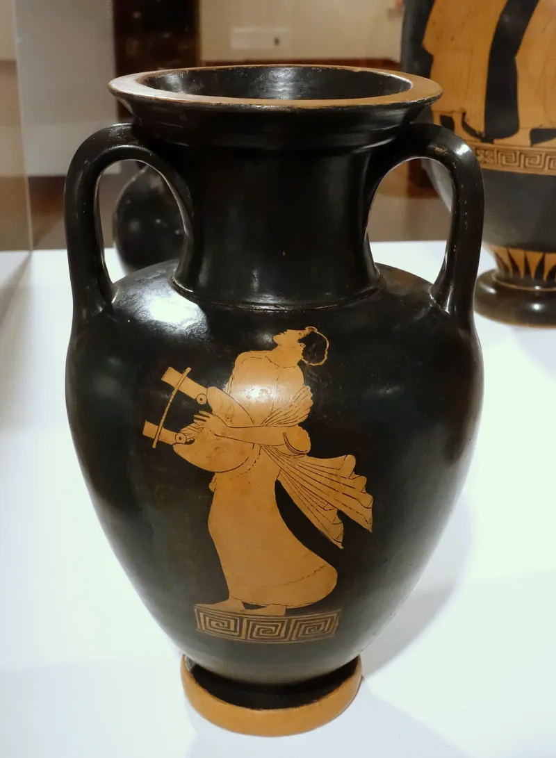 Neck Amphora With Musician Playing Kithara And Singing With Dancer, Pan Painter, Greek, Attic, 465 Bc, Red-Figure Technique On Earthenware - Krannert Art Museum, Uiuc - 