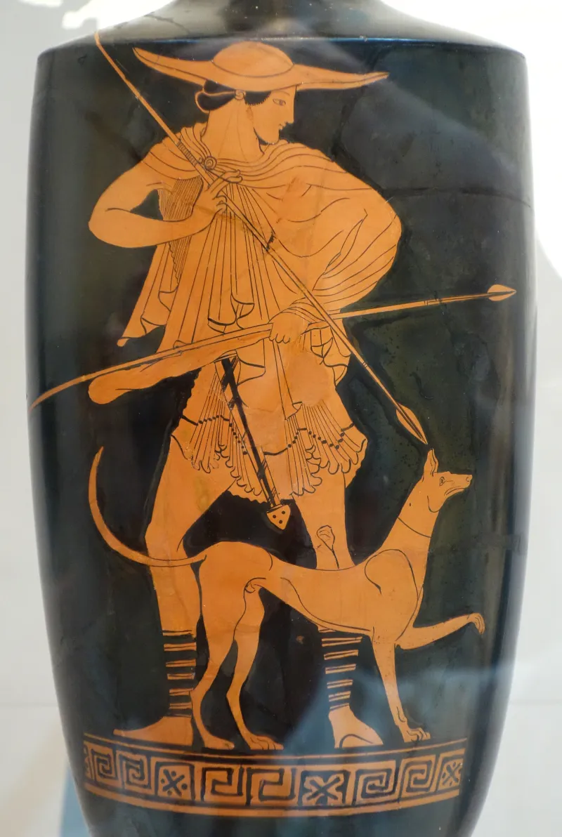 Red-Figure Lekythos Hunter And Dog (Boston Mfa 