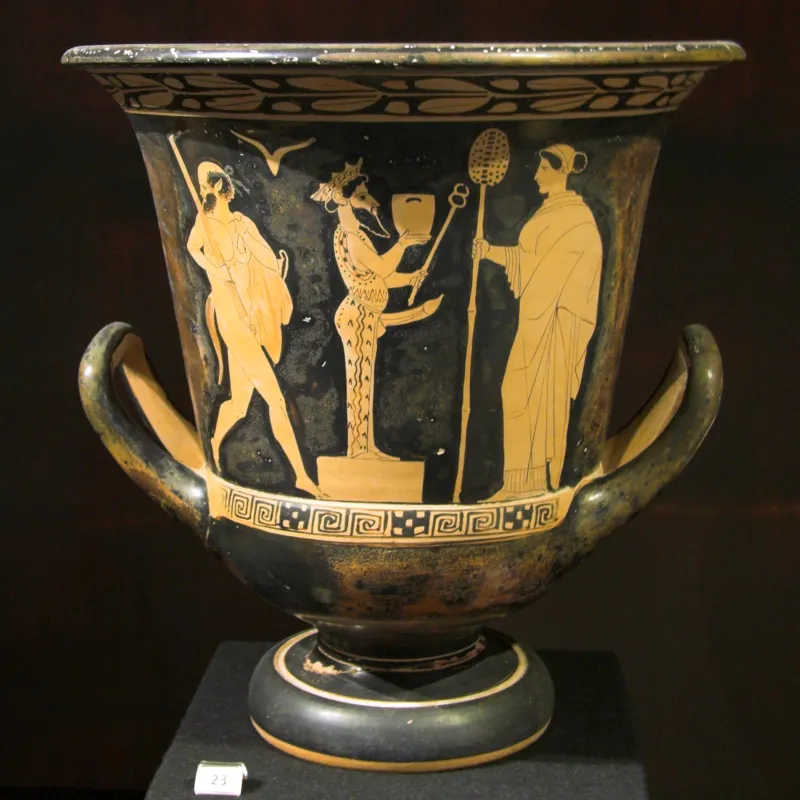 Red Figure Calyx Crater, 450-425, Herm, Hermes Ithyphallic Or Dionysos, Am Syracuse, 
