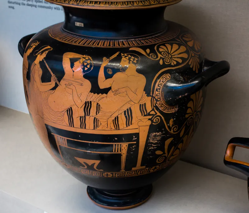 Peleus Painter Arv 1039 8 Symposion - Three Draped Youths 