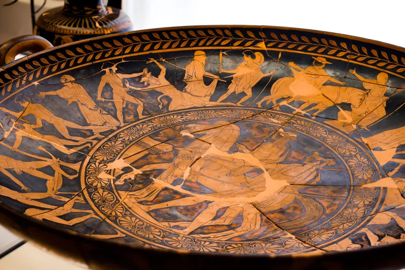 Penthesilea Painter - Arv 882 35 - Theseus And Peirithoos - Deeds Of Theseus - Memnon And Achilles Fighting - Ajax And Odysseus Quarrelling - Ferrara Man 44885 - 