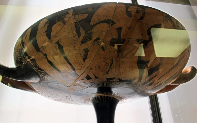 Pittore Di Pentesilea, Kylix A Figure Rosse Con Apoteosi Di Teseo, E Altri A Duello, 460-450 