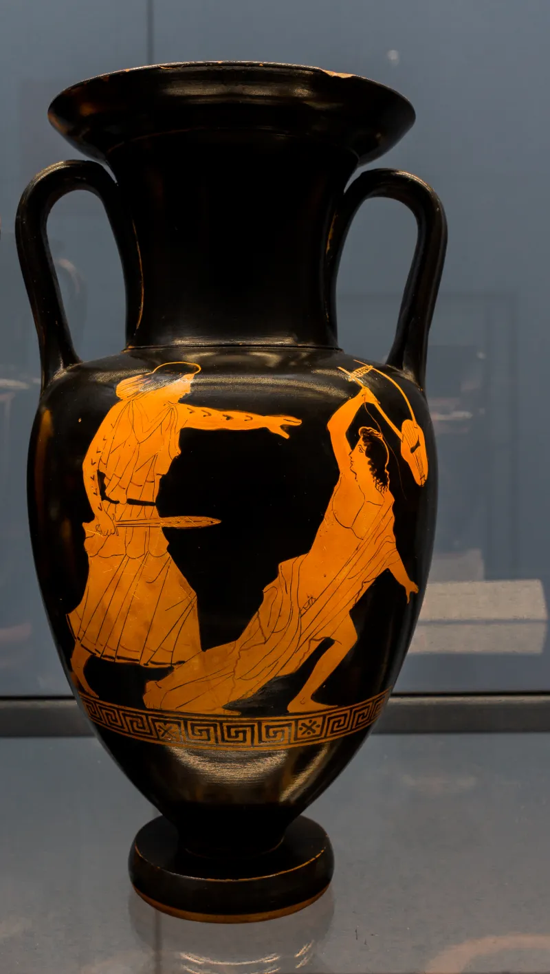 Phiale Painter Arv 1014 2 Thracian Woman With Sword Killing Orpheus - Draped Youth 