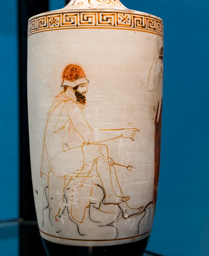 Phiale Painter Arv 1022 138 Hermes Psychopompos And Woman At Tomb 