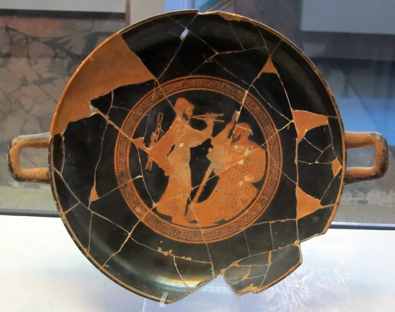 Pittore Di Pistoxenos, Kylix Con Suonatore Di Flauto E Figura Maschile, 475-450 Ca Da Del Del Tufo, 