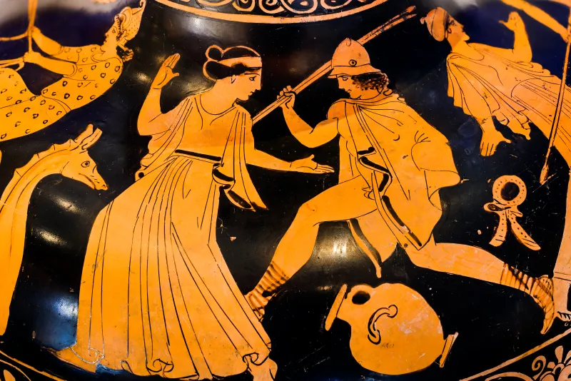 Polygnotos - Arv 1032 58 - Pelops Mounting Biga - Peleus Pursuing Thetis - Ferrara Man 3058 - 
