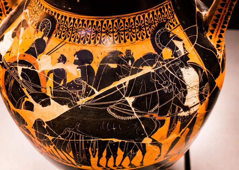 Priamos Painter - Abv 330 1 - Amphiaraos Departing - Artemis Mounting Chariot - Chiusi Man 1794 - 