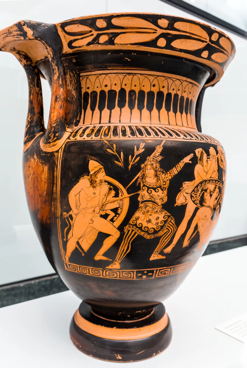 Pronomos Painter - Arv 1336 Extra - Amazonomachy - Three Draped Youths - Montesarchio Mandsc 70157 - 