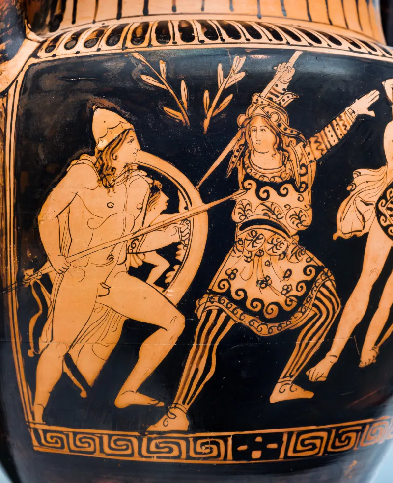Pronomos Painter - Arv 1336 Extra - Amazonomachy - Three Draped Youths - Montesarchio Mandsc 70157 - 