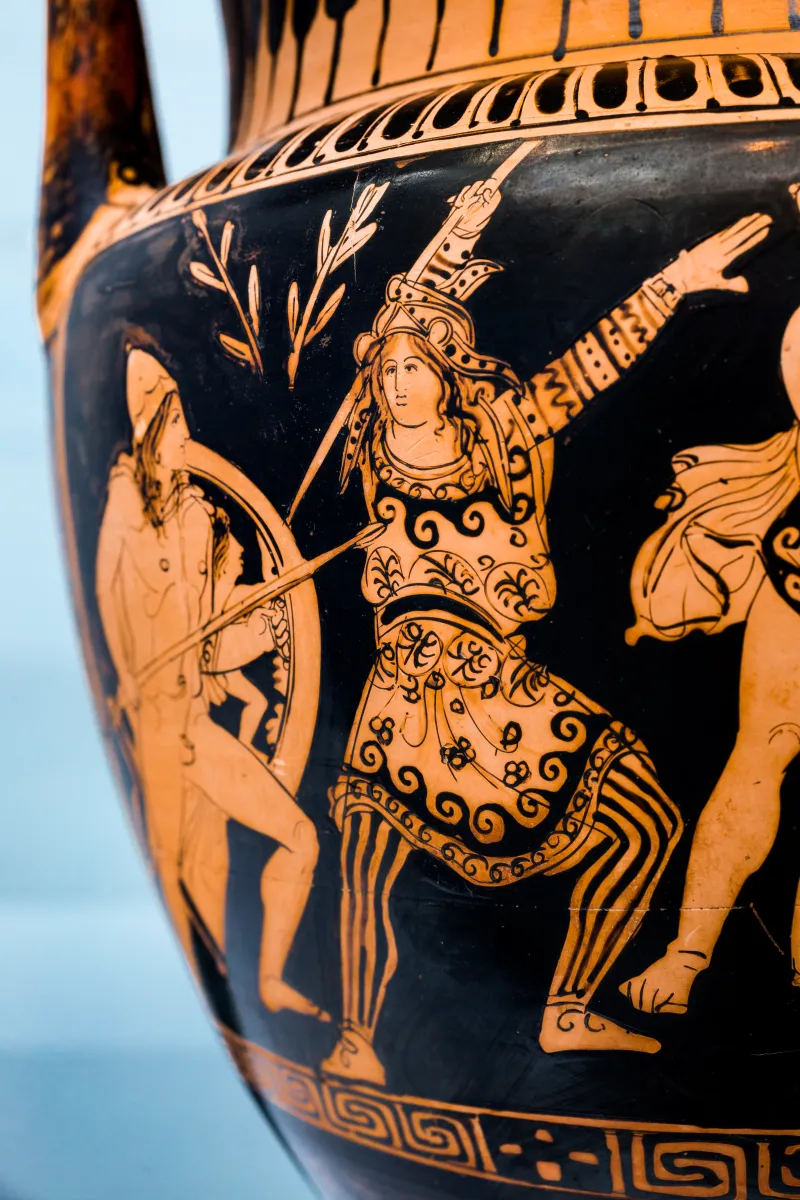 Pronomos Painter - Arv 1336 Extra - Amazonomachy - Three Draped Youths - Montesarchio Mandsc 70157 - 