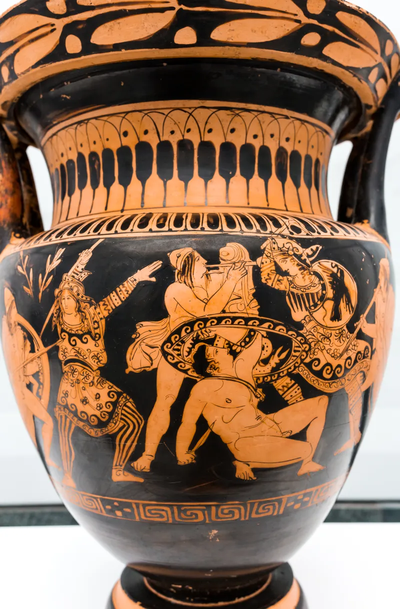 Pronomos Painter - Arv 1336 Extra - Amazonomachy - Three Draped Youths - Montesarchio Mandsc 70157 - 