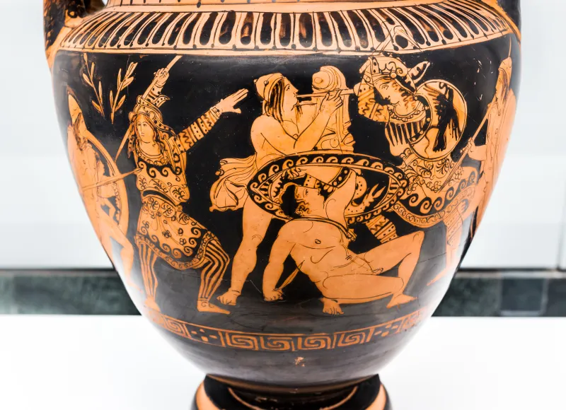 Pronomos Painter - Arv 1336 Extra - Amazonomachy - Three Draped Youths - Montesarchio Mandsc 70157 - 