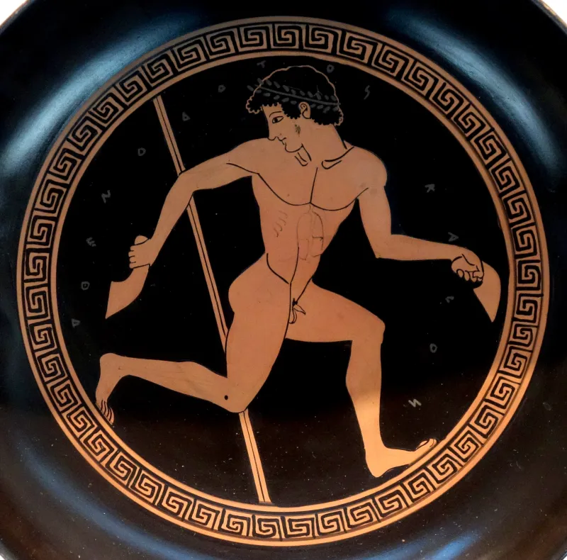 Red-Figure Kylix Athlete With Jumping Weights (Boston Mfa 