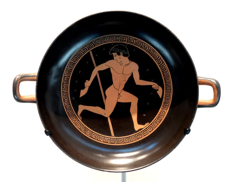 Red-Figure Kylix Athlete With Jumping Weights (Boston Mfa 