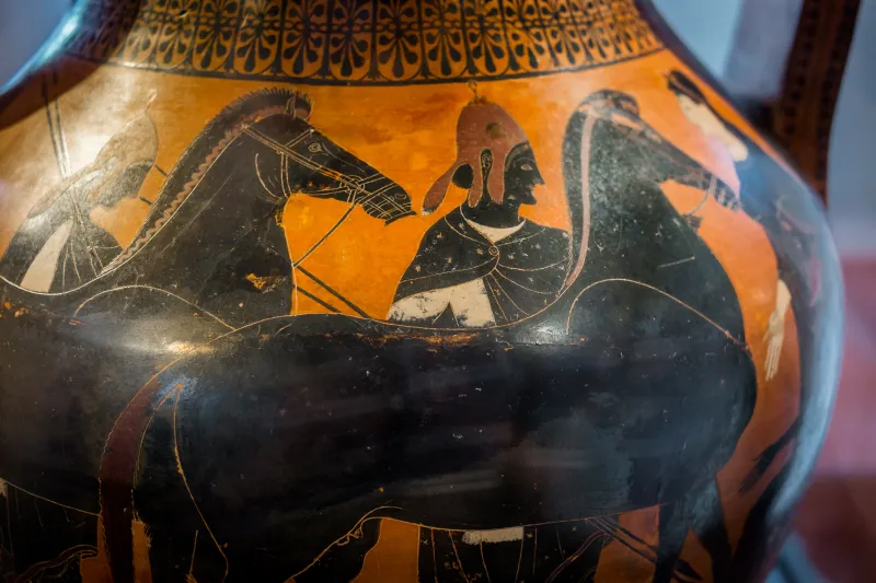 Psiax Abv 292 1 Herakles And The Lion - Two Young Warriors Leaving Home 