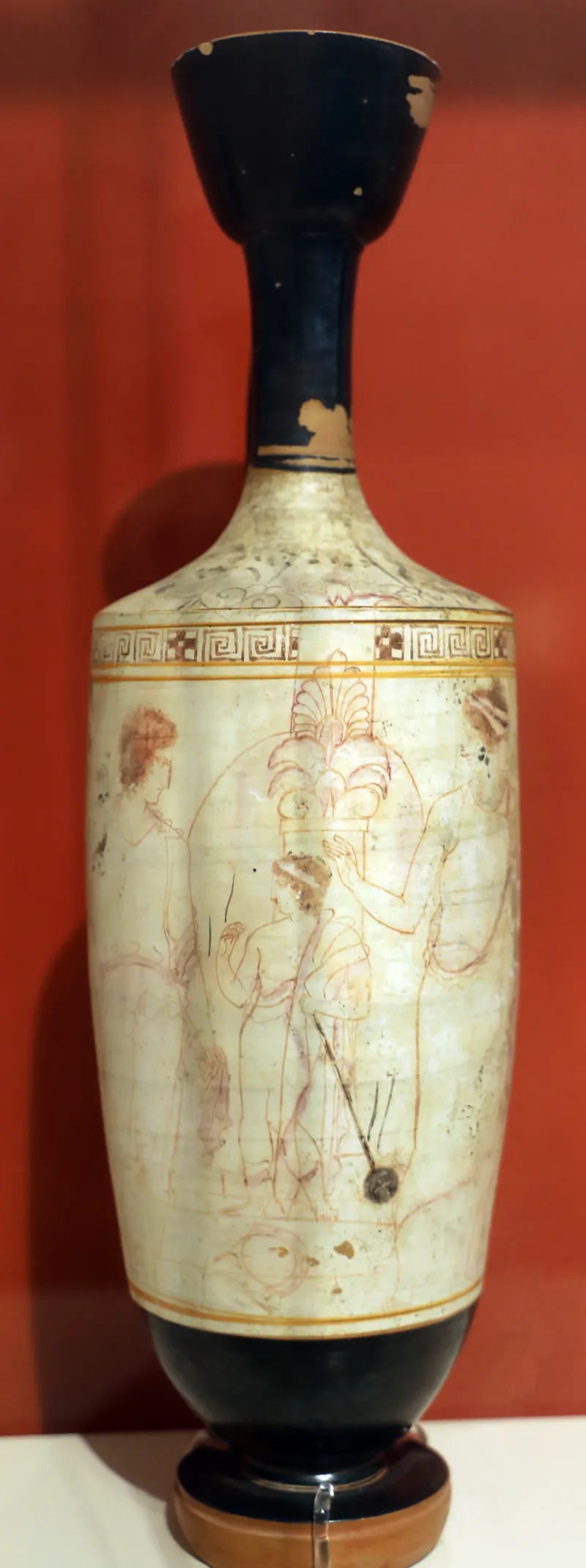 Periodo Classico Maturo, Lekythos Attico A Sfondo Bianco Con Guerriero Presso Tomba E Famiglia Con Bambino Con Giocattolo, Da Eretria, Pittore Di Quadrate, 435-420 Ac Ca, 1936, 