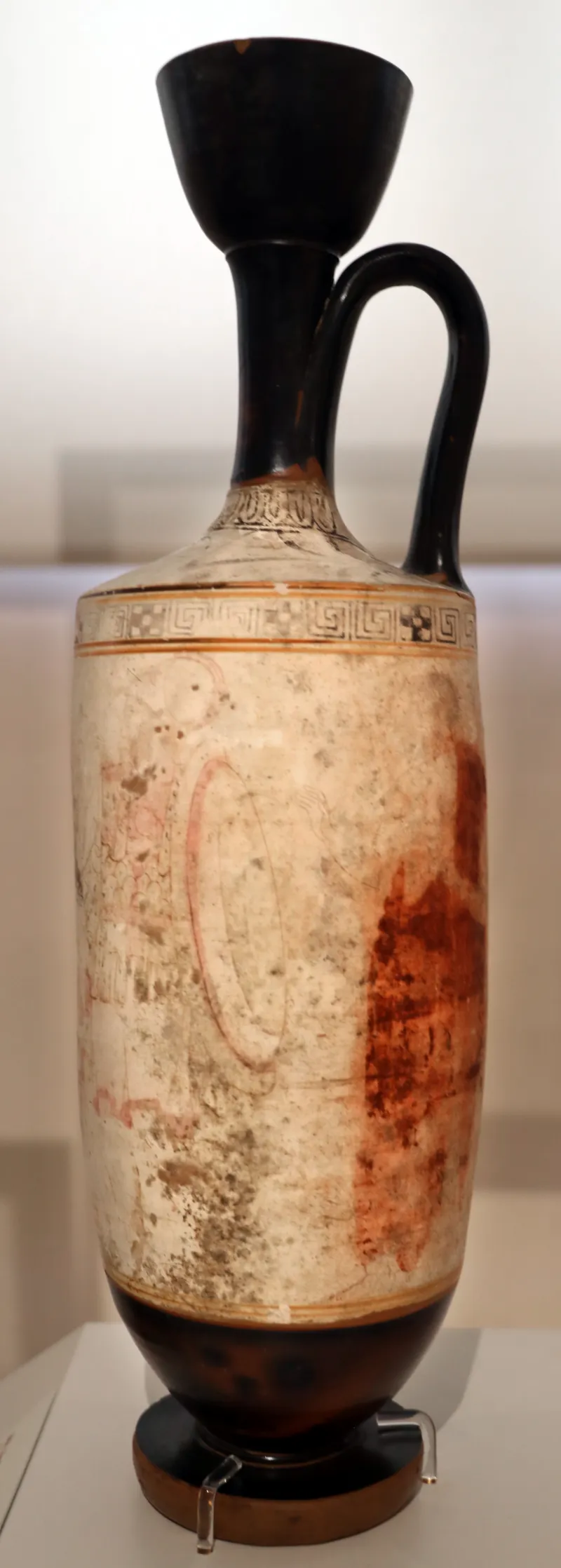 Periodo Classico Tardo, Lekythos Attico A Sfondo Bianco Con Giovane Presso Sua Tomba Tra Guerriero E Uomo Barbuto, Da Eretria, Pittore Di Quadrate, 420 Ac 1954, 
