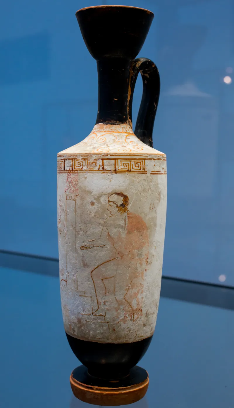 Quadrate Painter Arv 1237 6 Woman With Alabastron And Youth At Tomb Stele 