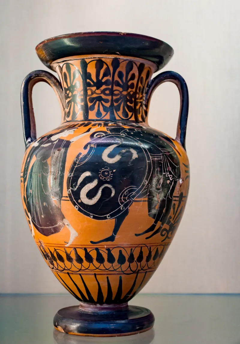 Red-Line Painter - Abv 601 5 - Ajax Carrying The Body Of Achilles - Dionysos And Maenad - London Bm 