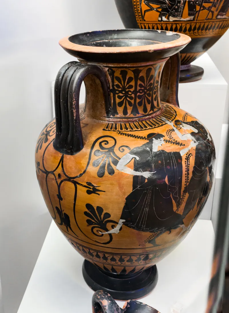 Red-Line Painter - Abv 603 64 - Peleus And Thetis - Dionysos And Ariadne Between Satyrs - Roma Mnevg 50631A - 