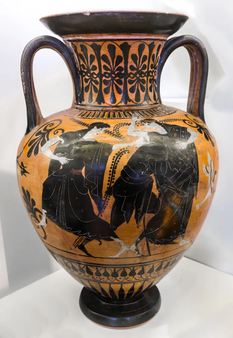 Red-Line Painter - Abv 603 64 - Peleus And Thetis - Dionysos And Ariadne Between Satyrs - Roma Mnevg 50631A - 