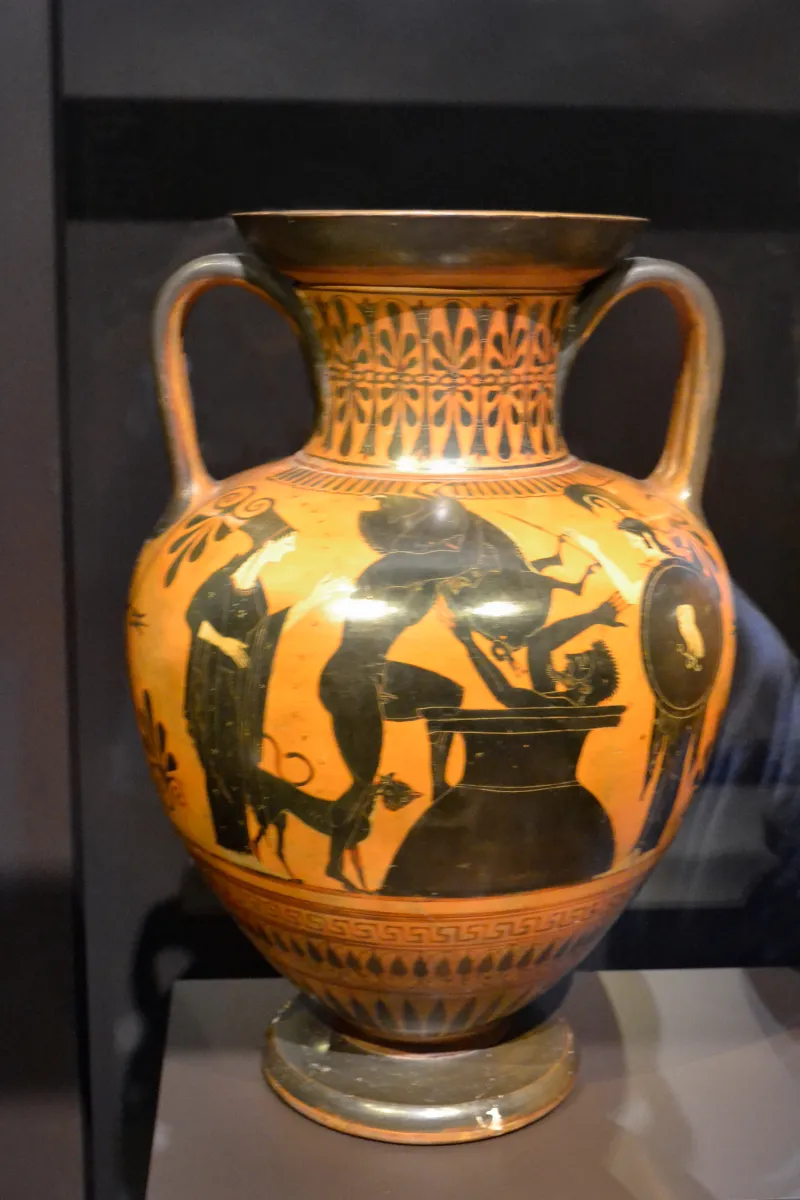 Ánfora Con Escena De Heracles Arrojando El Jabalí De Erimanto Sobre Pintor De Rycroft - 