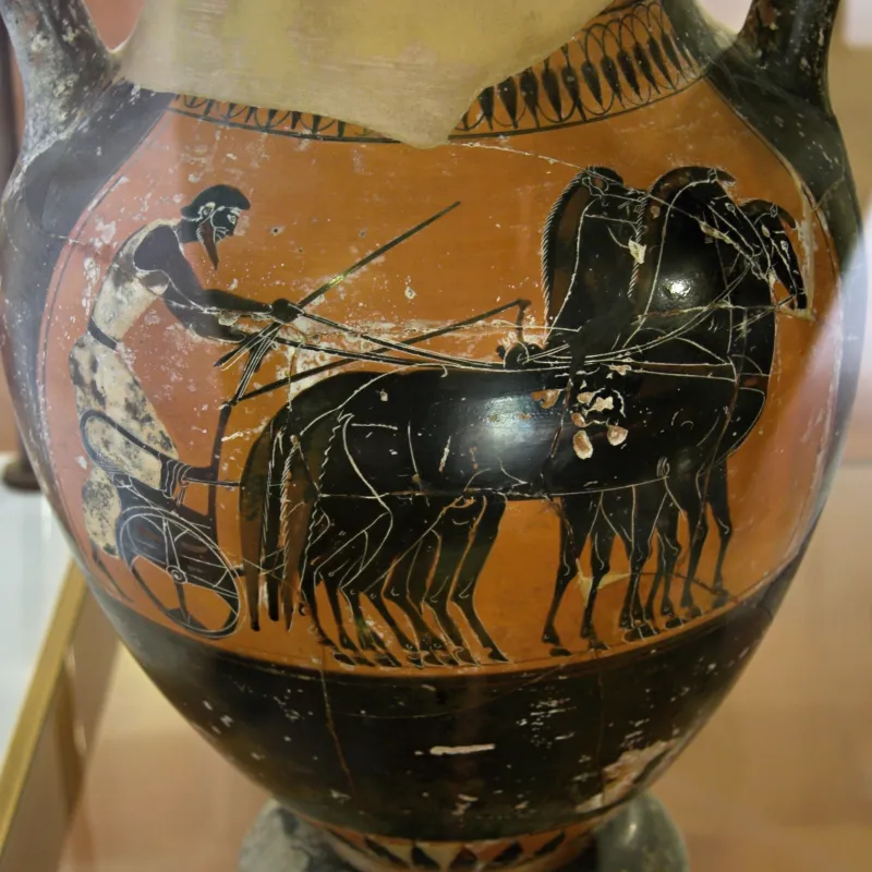 Attic Amphora, 520-500 Bc, Quadriga And Charioteer, Am Agrigento, 