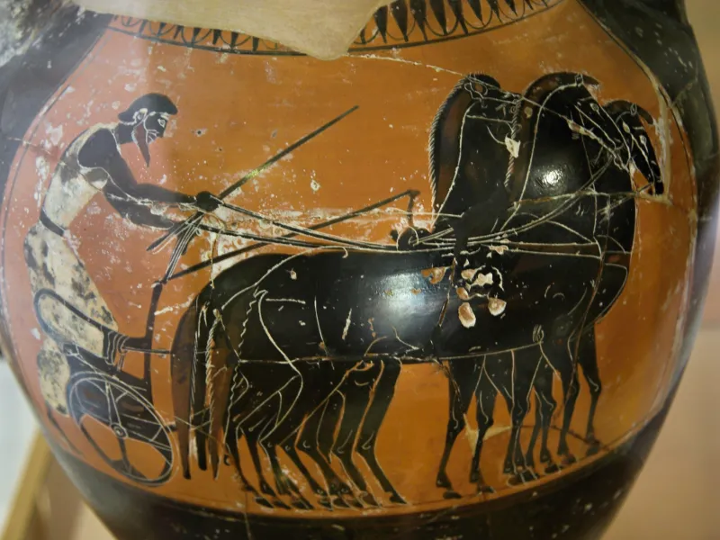 Attic Amphora, 520-500 Bc, Quadriga And Charioteer, Am Agrigento, 