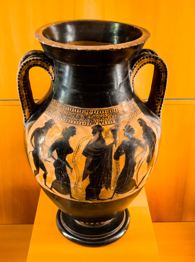 Rycroft Painter - Abv 335 5 - Peleus And Thetis In Chariot - Dionysos With Maenads And Satyrs - Lyon Mdba X 