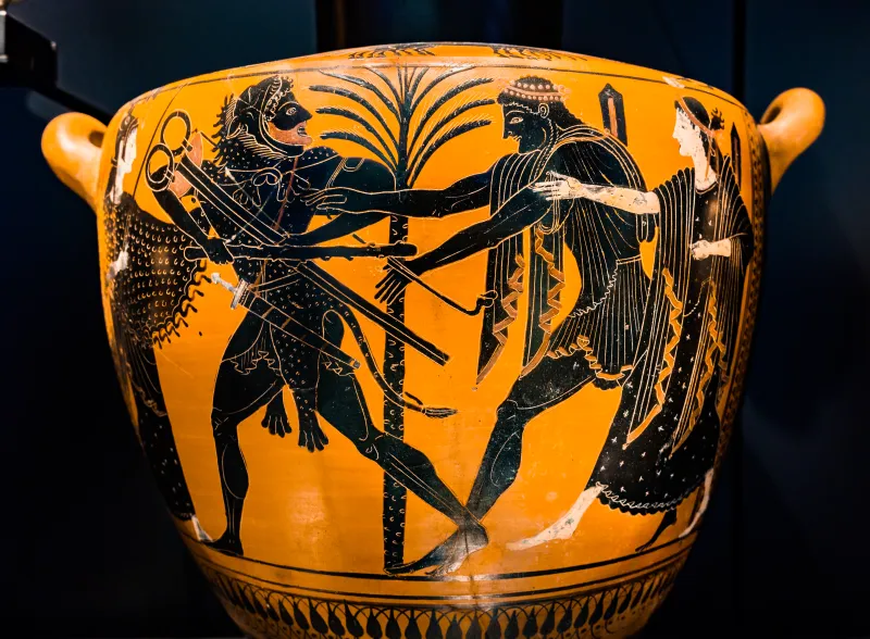 Rycroft Painter - Abv 337 Extra - Warriors Departing - Herakles And Apollon Struggling For The Tripod - Stuttgart Lmw As 84-1 - 