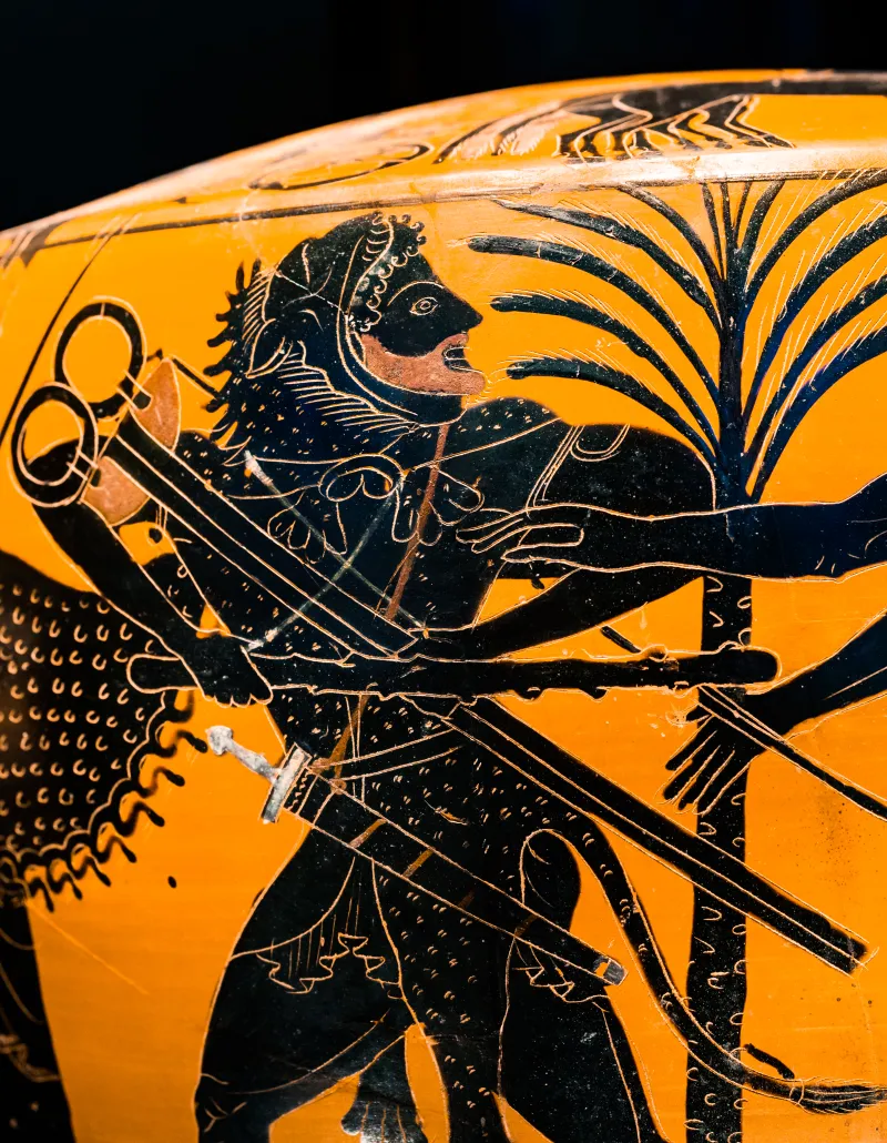 Rycroft Painter - Abv 337 Extra - Warriors Departing - Herakles And Apollon Struggling For The Tripod - Stuttgart Lmw As 84-1 - 